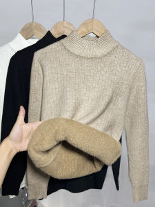 หนาขึ้น Integrated Velvet Half High ปกเสื้อ ผู้หญิง เสื้อสเวตเตอร์ ฤดูใบไม้ร่วง ฤดูหนาว รูปแบบใหม่ ผ้าขนแกะ อุ่น Inner Match Pure Color หลากหลาย เสื้อถัก