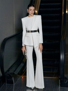 Trendy Waist-accentuating Womens Suit Elegant Flared Trousers