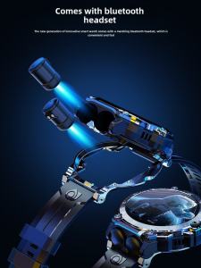 5G Smart Watch Phone Bluetooth Earphones Dual Function Black Tech Internet Access Location Android Compatible Fitness Tracker