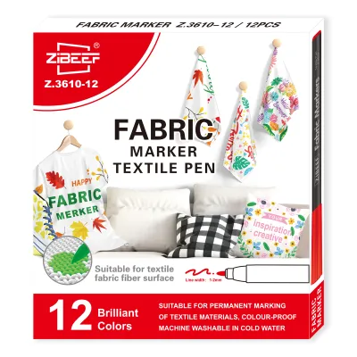 12/24 Colors Fabric Markers Pens Set Permanent Fabric Paint - Fine Point Tip Textile Marker Pen for Kids T-Shirt Shoe Markers