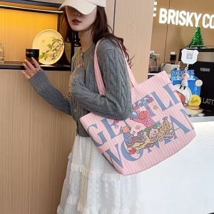 พร้อมส่งจากไทย กระเป๋าสะพายข้าง ผ้าแคนวาส มีซิป สไตล์เท่ๆแบบเกาหลี