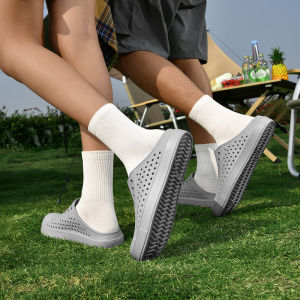 Closed Toe Hole Shoes Couples Shoes for Men and Women Work Bean Bag Cut Out Heel-Free Sandals Portable Non Slip Beach Shoes