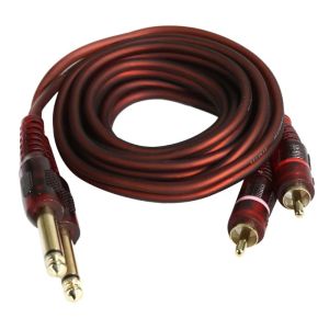 New Arrival 1Pcs 1.5M Cable Dual RCA Male to Dual 6.35mm 1/4 inch Male Mixer Audio Cable