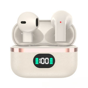 TWS In-Ear Design Earphones Premium Leather Wireless Earbuds Digital Display Mic Ideal Companion for Sports Music Player