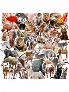 Realistic Animal World Childrens Early Education Doodle Stickers Decorative Notebook Helmet Fridge Journal Water Bottle Guitar Storage Box Luggage Waterproof PVC