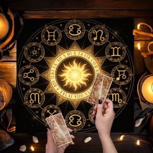 Mysterious Astrology Cute Cat Hexagram Star Moon Altar Cloth Tarot Card Tablecloth Wicka Divination Witchcraft Spiritual Decor