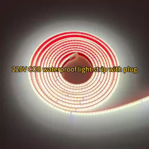 220V Waterproof COB LED Strip Light - 320Leds/m High Bright | Free Plug Easy Install (Adhesive) Cuttable Every 50cm for Home/Shop