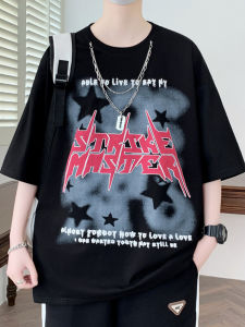 Short Sleeve T-Shirt Mens Casual round Neck Printed Cotton Polyester Blend Summer New Style Vintage American Brand for Teens