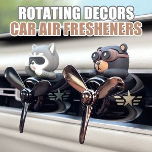 Rotating airplane pilot bear car air freshener accessories interior decoration fan vent clip perfume fragrance diffuser ornament