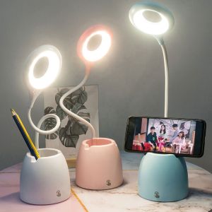 Table Lamp LED Desk Lamp With Pen HolderStudy Lamp Shade Reading Night Lamp