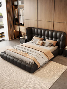 Designer Luxurious Genuine Leather Wedding Bed