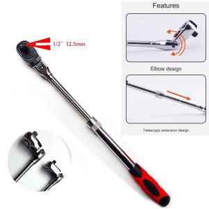 1/4 1/2 3/8 72-Tooth Carbon Steel Retractable Ratchet Wrench Automatic Quick Release Spanner Multifunctional Hand Tool