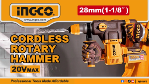 INGCO 20V 28MMØ CORDLESS ROTARY HAMMER DRILL | BRUSHLESS MOTOR | CRHLI202862 CRHLI20286