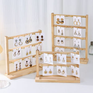 Giá Đỡ Trưng Bày Đồ Trang Sức Bằng Gỗ Nguyên Khối Giá Đỡ Dây Chuyền Vòng Tay Giá Để Đồ Trang Sức Hình Vuông Có Móc Treo Để Bàn
