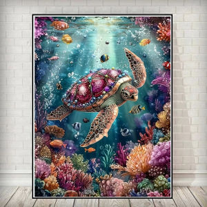 Colorful Tortoise Turtle Coral Artwork Jigsaw Puzzle 500/1000/1200/2000PCS Stress Relief Puzzle Wall Art Decor Gift