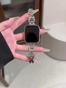 Luxury Metal Band For Apple Watch 9 8 7 6 4 5 Pearl Diamond Strap Bracelet For iWatch Series 41mm 45mm 49mm 40mm 42mm 44mm 38mm