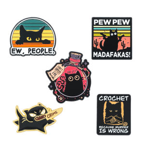 Cute Black Cats Pins Cartoon Anime Badges Brooches for Clothing Enamel Pin Womens Badges Jewelry Accessories Gifts for Friends