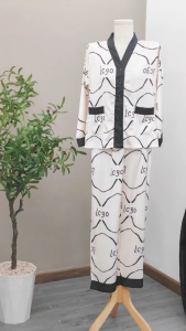 Bộ Đồ Ngủ Dài Tay LCGO J&A Lụa Cao Cấp Phối Trắng Đen Hút Tài Lộc Ngủ Ngon Sang Trọng Cân Bằng Năng Lượng JA.08