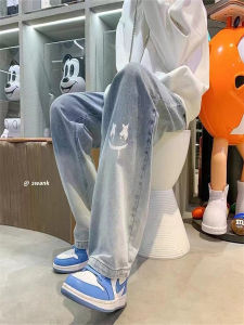 Loose Straight Leg Jeans Casual Sporty Mens Womens Spring Autumn Graffiti Denim High Street Trendy Brand Comfortable Fit