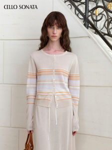 Cello Sonata | Striped Long Sleeve Knit Cardigan