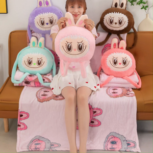 (Malay spot)Cartoon 4 in 1 Labubu 2 in 1 Capybara Kuromi Melody Plush Toy multifunctional pillow quilt office car sofa cushion nap blanket childrens doll gift birthday present stuffed Cotton Soft air conditioning blanket