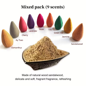 100 Backflow Incense Cones - Wood Incense Therapy Includes Meditation Incense Yoga Incense Home Incense Lavender Incense Ocean Jasmine Incense - Suitable for Waterfall Incense Burner Stand for Home Cleaning Meditation Yoga Negative Energy Purif...