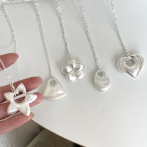 Long Pendant Heart Shaped Necklace Fashionable Bloggers Matte Finish Sweater Chain Versatile Stylish Ins Style for Women