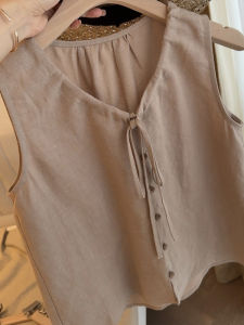 Shalldoer | เสื้อกั๊กแขนกุดผู้หญิงสไตล์ย้อนยุค ทรงหลวม สไตล์ลำลอง สายรัด ใส่ไปทำงานในฤดูร้อน เสื้อตัวบนแบบสวมหัว