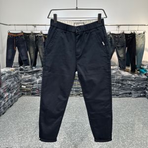 Pure Black Casual Pants Mens Elastic Long Trousers Simple Korean Style Business Slim Straight Tube Pants Trendy Autumn Winter New Arrival
