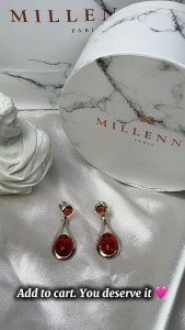 MILLENNE Multifaceted Baltic Amber Dew Drop Silver Teardrop Earrings with 925 Sterling Silver (MLP-01)