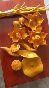Bình Hoa Sen Gỗ Mít Cao 87cm – Trang Trí Bàn Thờ Phong Thủy Sang Trọng