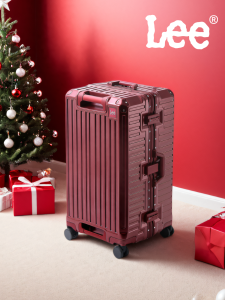 Red Thickened Travel Suitcase for Women Lee Brand Wedding Accompaniment 26 Inches Fashionable Hardshell Suitcase with Lock