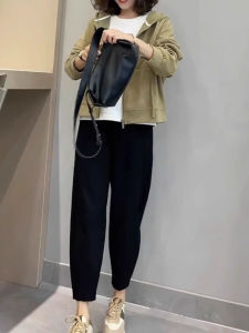 กางเกงขายาวทรงหลวมเอวสูงสำหรับผู้หญิง กางเกงขายาวทรงหลวมสไตล์เกาหลี กางเกงขายาวทรงหลวมสีดำ ทรงหลวม ทรงหลวม ทรงหลวม