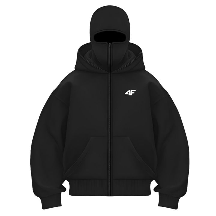 Men's Balaclava Integrated Hoodie F Ninja Pullover Sweatshirt Hip Hop Splicing Y2k Vintage Winter Streetwear Couple Tops