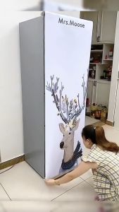 Decal dán tủ Lạnh Chống thấm nước - phù hợp Mọi Loại Tủ Doraemon mặt trăng