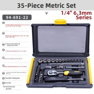 STANLEY | Automobile Repair Ratchet Wrench and Socket Tool Set Portable