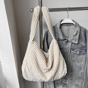 Winter Tote Bag for Women Large Capacity Handbags Casual Shoulder Bags Trend Female Corduroy Shopper Crossbody Bag