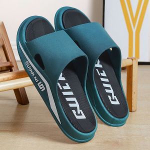 Mens Casual Thick Bottom Super Soft Slippers Bathing Slippers Home Bathroom Slip-On Shoes Leisure Hollow out Design PVC Material