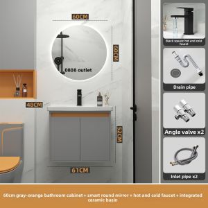 Modern Minimalist Gray Orange Bathroom Vanity Set