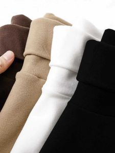 High Collar Heating Warm Fleece T-shirt Solid Color Slim Fit Long Sleeves 2024 Heattech Dralon Inner Bottoming Top Men