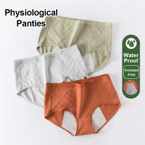Menstrual Period Underwear Women Mid Waist Physiological Cotton Ladies Leakproof Panties Briefs Plus Size Plain Color
