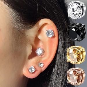 Korean Fashion Strong Magnet Stud EarringsCrystal Zircon Not Easy To Fall Off Earrings Ear Clips Decoration