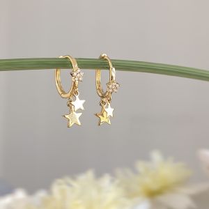 Fashion Simple Small Rhinestone Star Ear Buckle Hoop Earrings For Women Full Zircon Exquisite Leaf Earring Party Jewelry