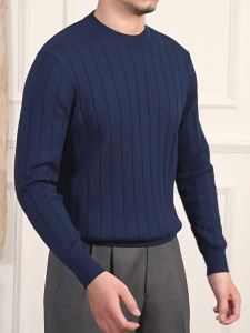 Autumn and Winter Casual Breathable Round Neck Long Sleeve British Pure Color Knitwear T-Shirt
