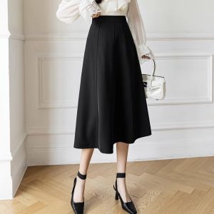 Fashionable Elegant High Waist Slimming A-line Skirt