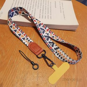 Long Wide Version Non-Choking Phone Strap Ethnic Style Reversible Colorful Braid Nylon Material Phone Case Prevent Loss Lanyard for Men And Women