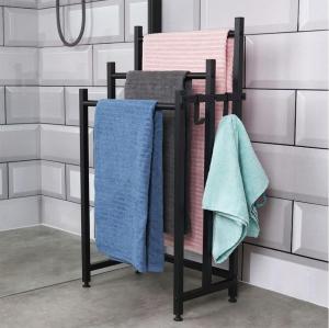 Luxury Metal Floor-Mounted Towel Rack Bathroom Storage Shelf Bedroom Balcony Organizer 3 Layers Cast Iron No Drilling Required