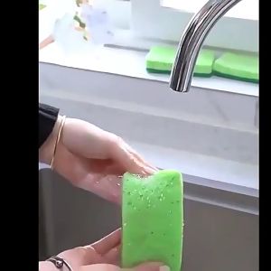 Spons Hijau Nano Magic dua sisi permukaan untuk Cuci Piring Cuci Wastafel Spons Pembersih Piring Serbaguna Spons Kerak Dapur Wastafel Anti Gores Cleaning Sponge AA45