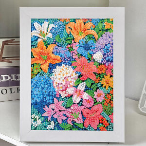 Handmade Diamond Sticker Art Childrens DIY Decorative Painting Frame Display Stand Stress Relief Flower Cluster Thriving