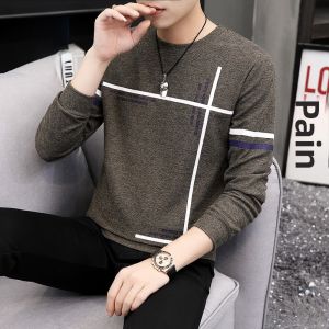 ROMON | Loose Long Sleeve Round Neck Mens T-shirt Casual Base Layer Shirt Fashionable Spring Autumn New Style Romon Brand Cotton Sweatshirt